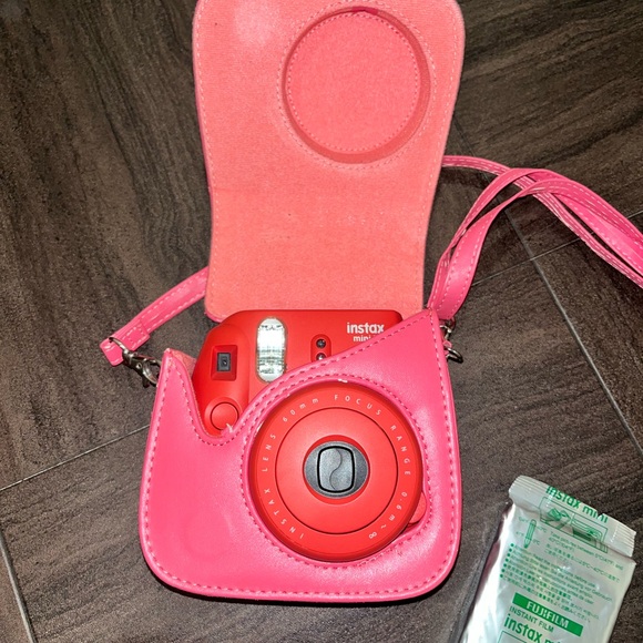 Fujifilm Instax Mini Red Instant Camera with Pink Case
